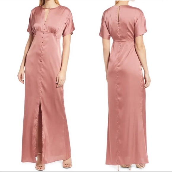 NWT BTFL-LIFE 1940s Satin Dress Terra Cotta Pink S - Picture 2 of 16